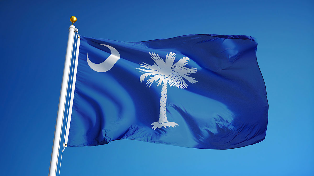 South Carolina flag waving in the wind