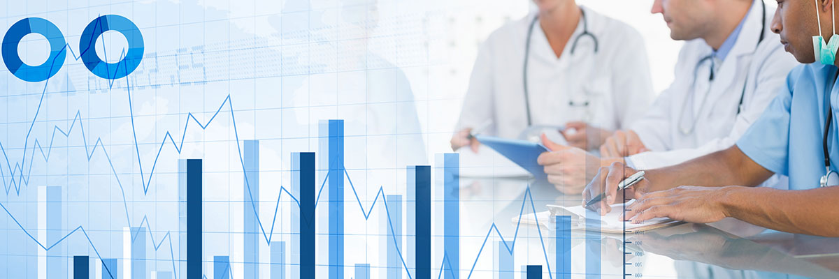 Charts with three medical workers on the right side