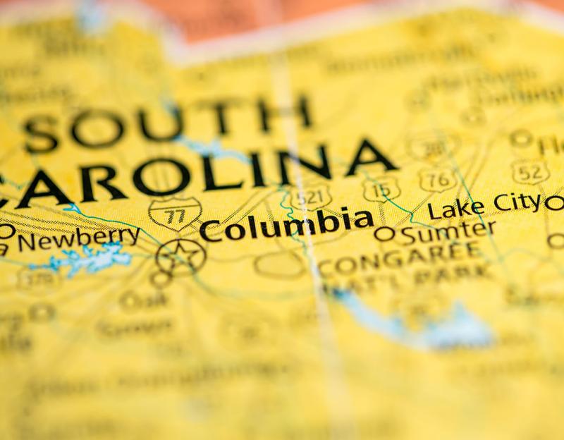 South Carolina map close-up