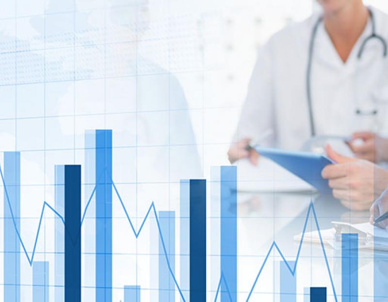 Charts with three medical workers on the right side