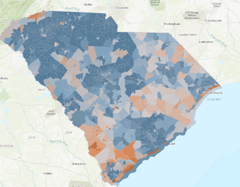 Census 2020 Self Response Rate Map for SC