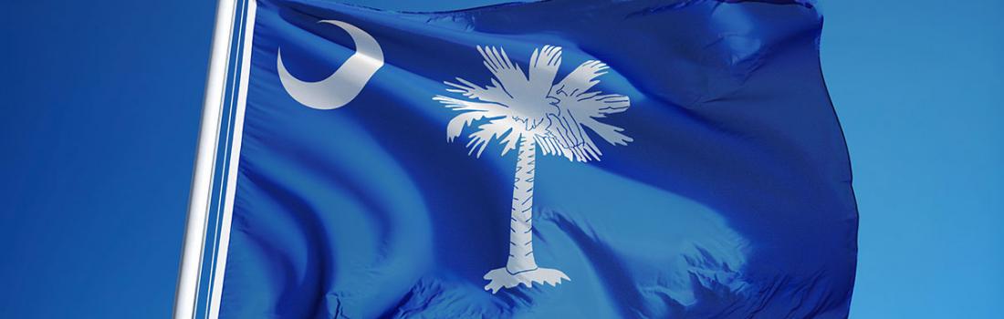 South Carolina flag waving in the wind