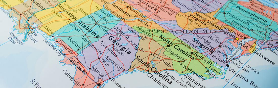 Map of Southern USA