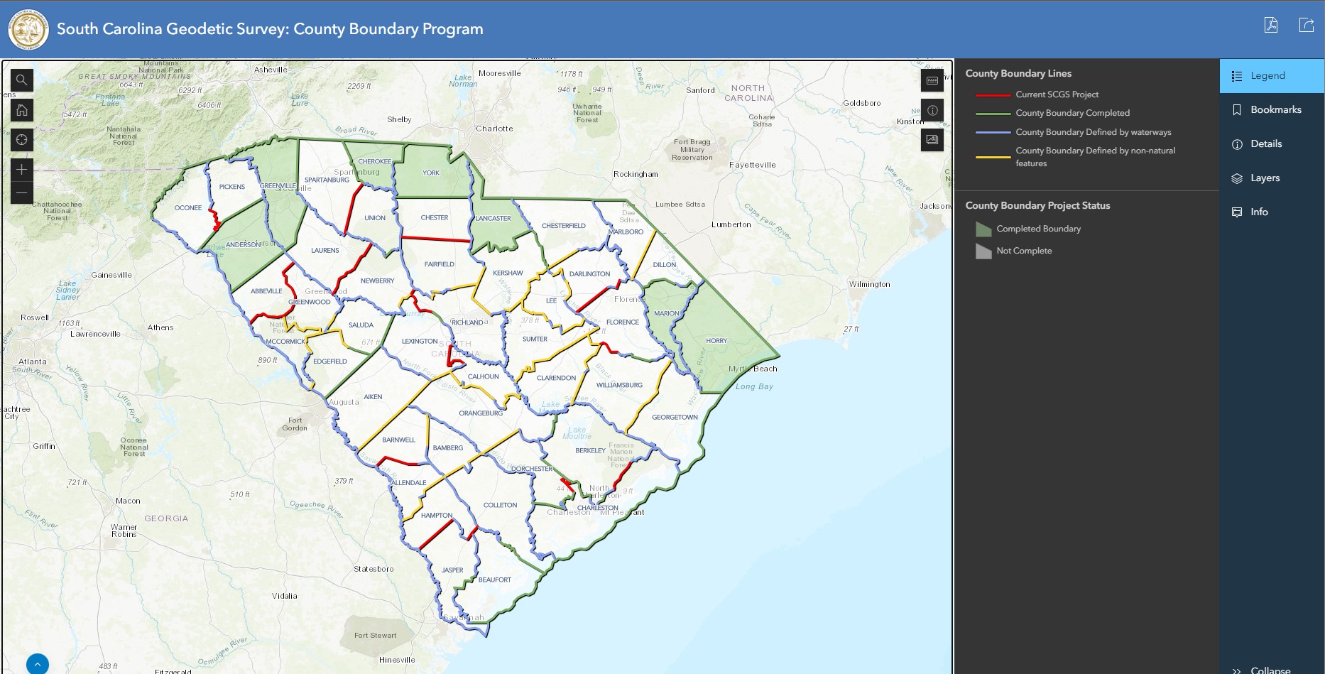 Interactive County Boundary Status Map graphic