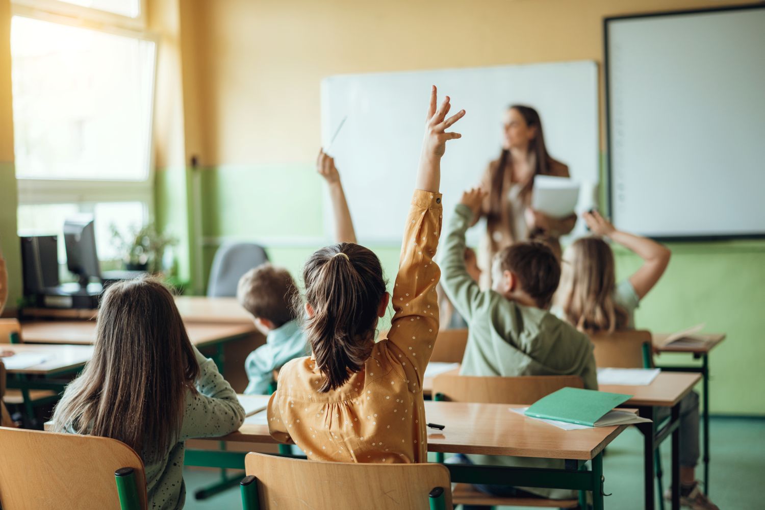 Classroom with teacher and students image