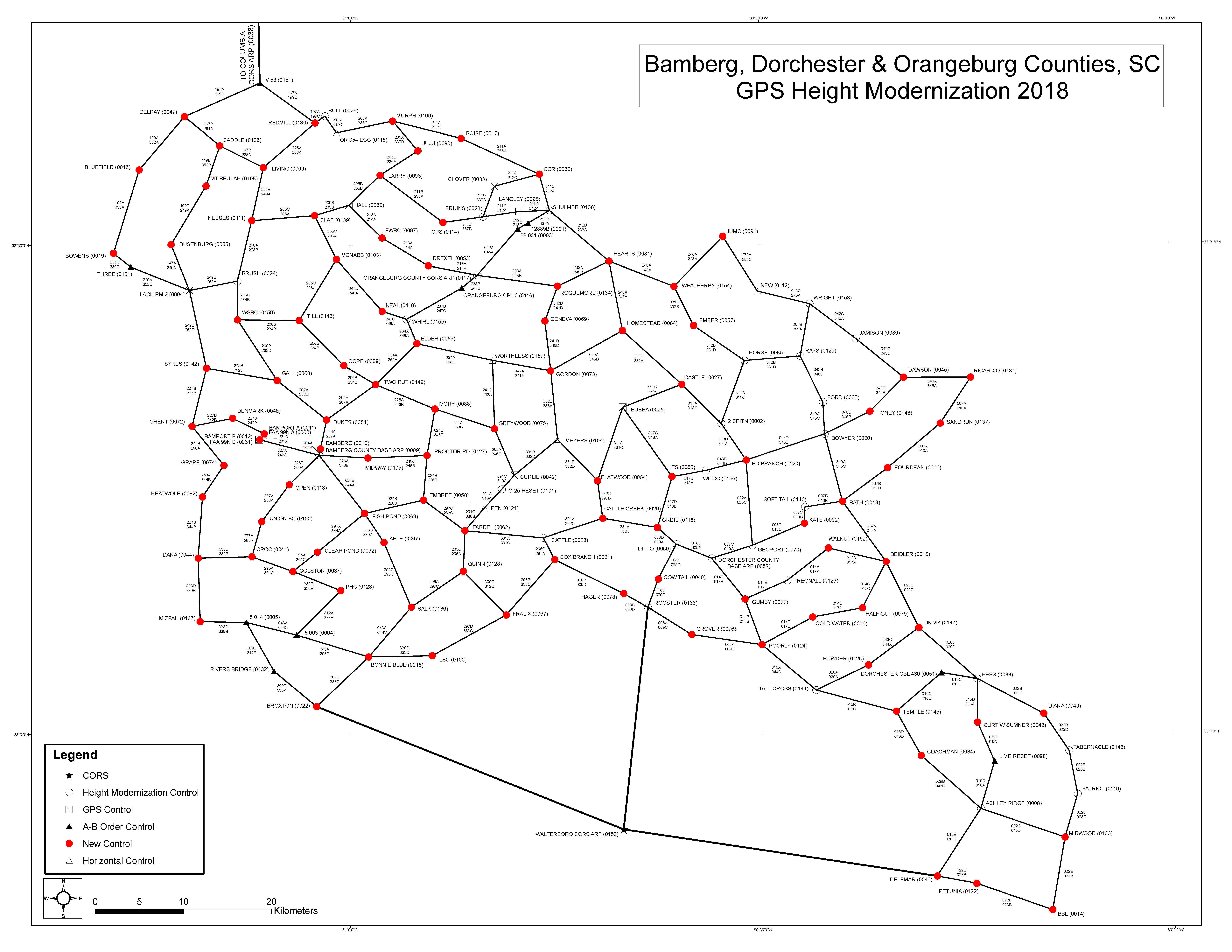 Bamberg Dorchester Orangeburg map