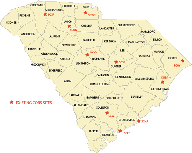 SC CORS Sites map
